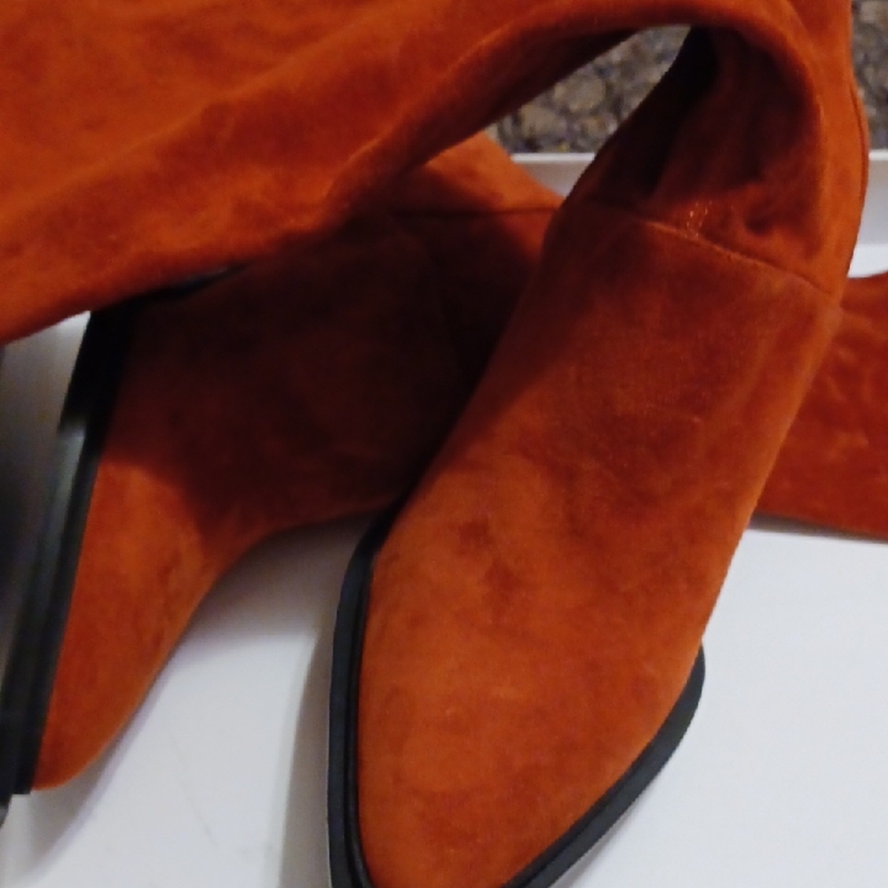 Marina Rinaldi Orange Suede Ankle Boots - Picture 5 of 15